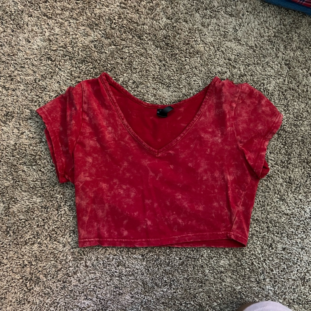 Red V-Neck Crop Top